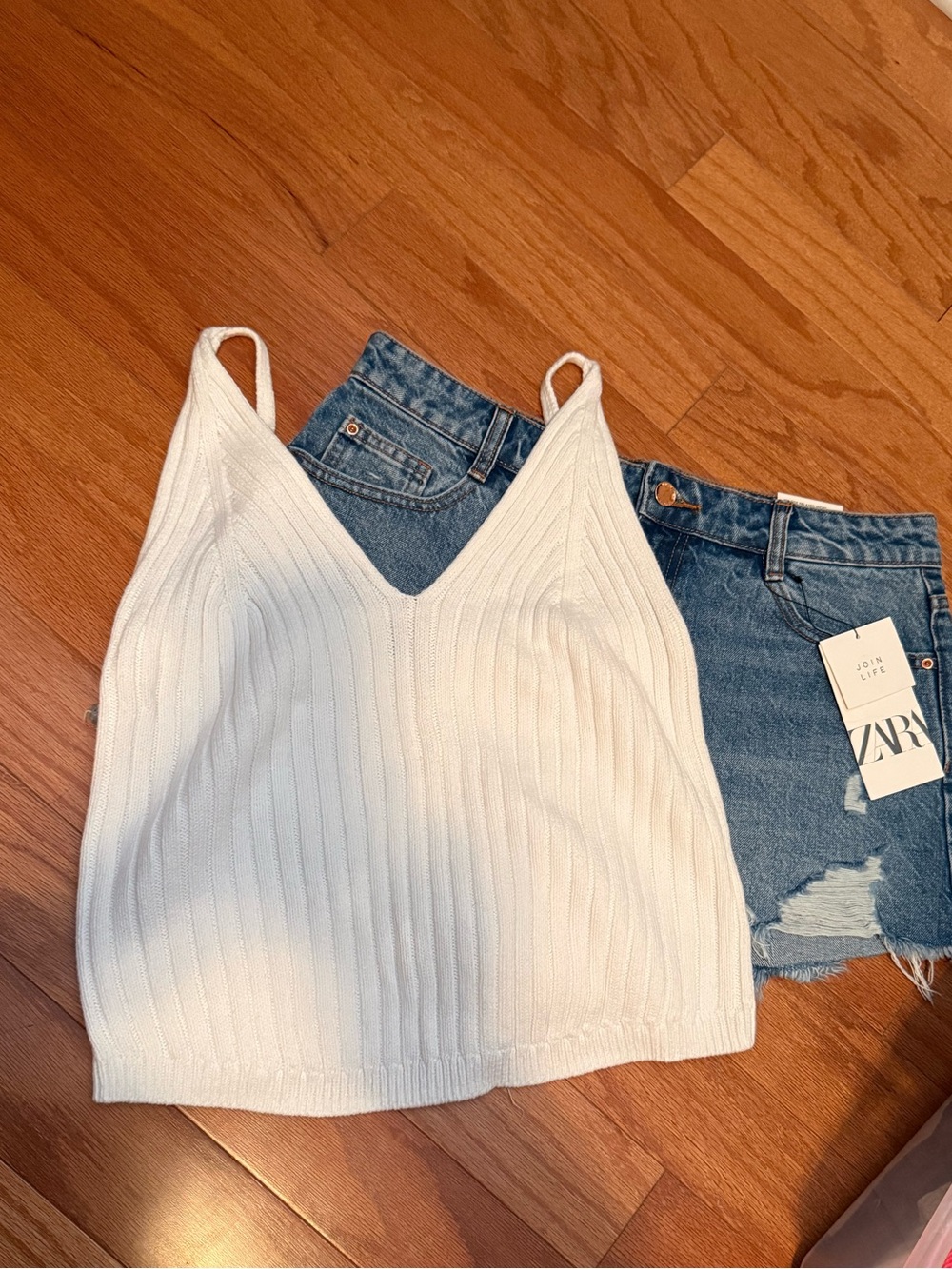 Express White Ribbed Cami